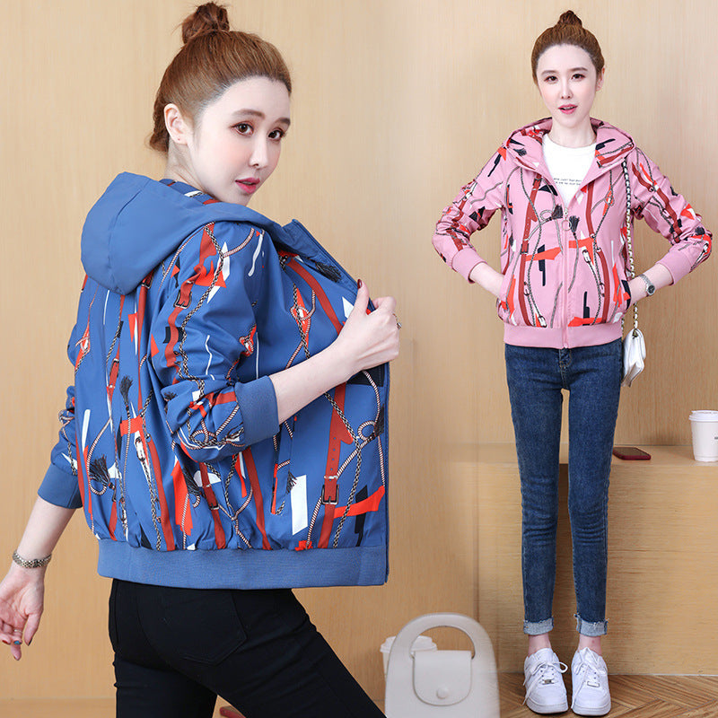 Women's Fall Winter Coat Double-sided Hooded Cardigan Baseball Uniform