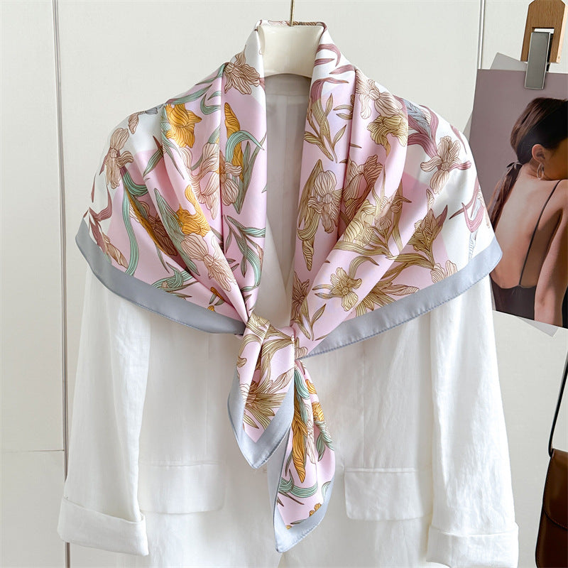 Fashion Printed Silk Scarf Twill Silk High Quality Square Scarf