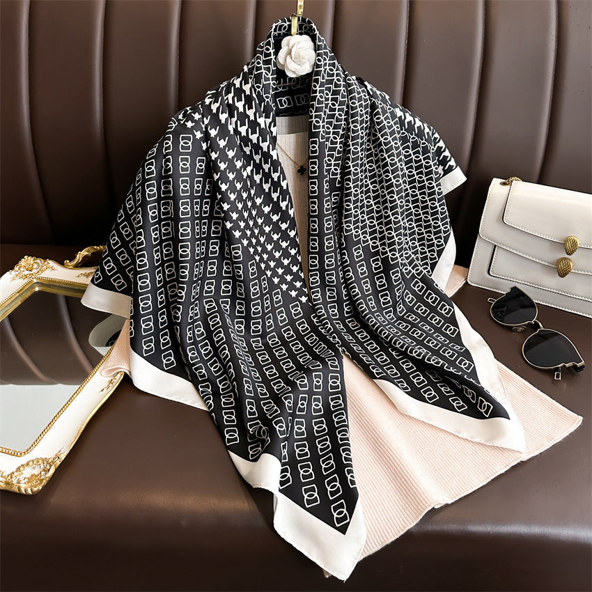Fashion Printed Silk Scarf Twill Silk High Quality Square Scarf