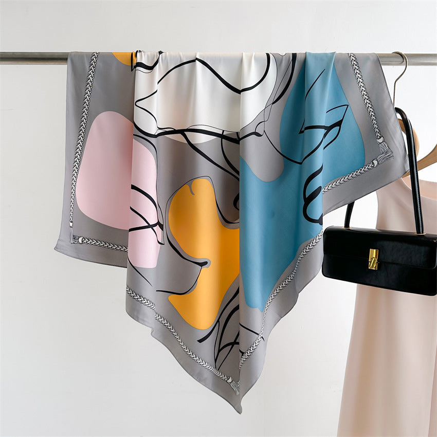 Fashion Printed Silk Scarf Twill Silk High Quality Square Scarf