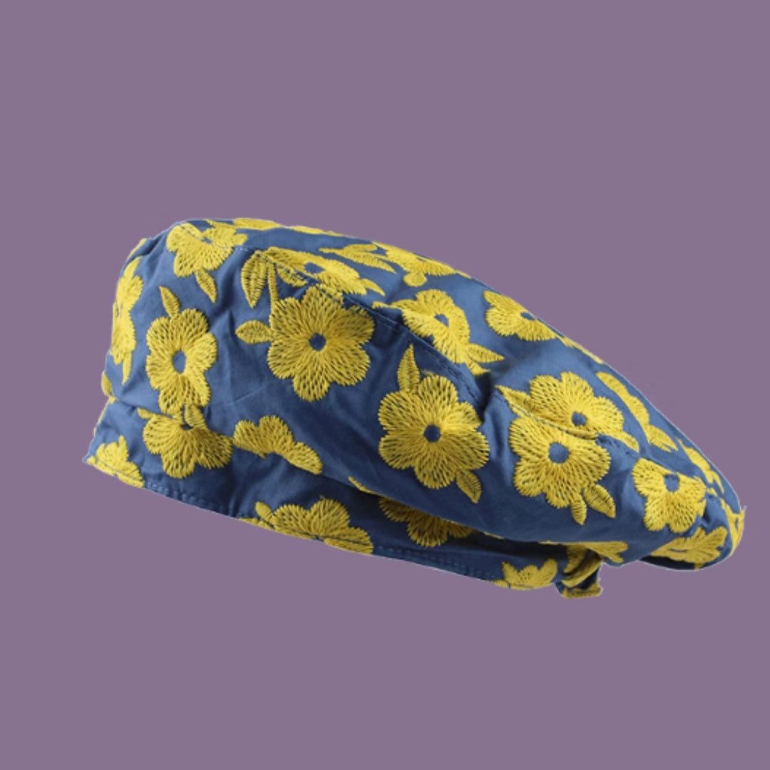 Girl Countryside Style Flower Three-dimensional Embroidery Beret