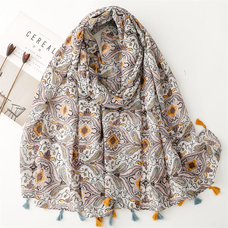 Creative Chinese Style Cotton And Linen Scarf