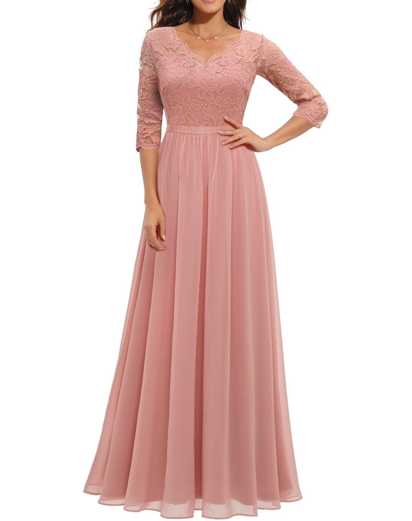 Lace Patchwork Long Waist Cinching Dress