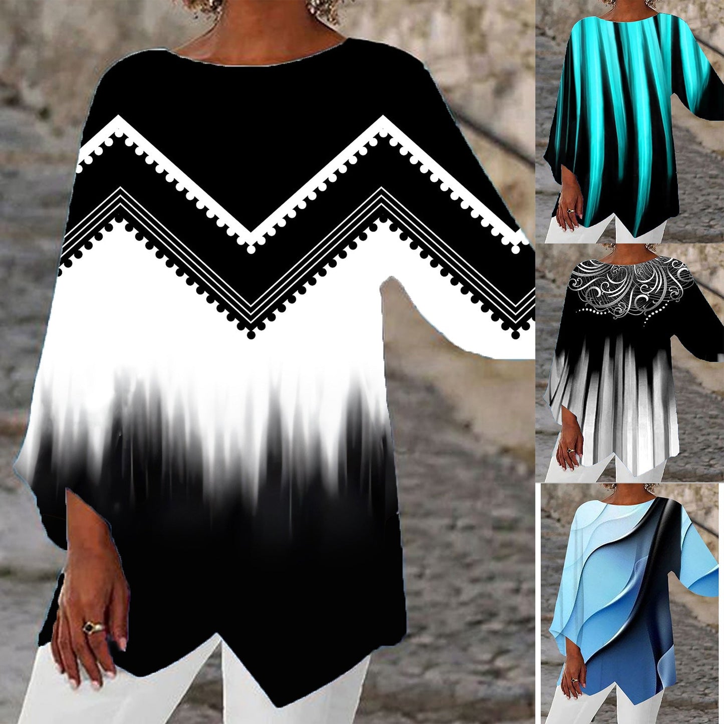 European And American Mature Elegant Contrast Color Women's Top