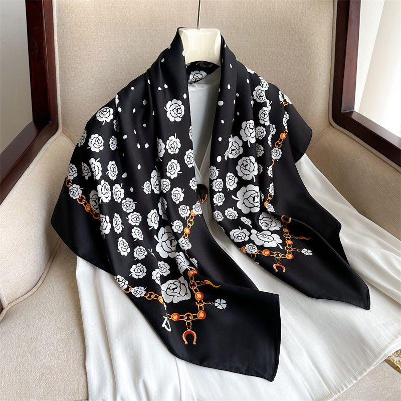 Fashion Printed Silk Scarf Twill Silk High Quality Square Scarf