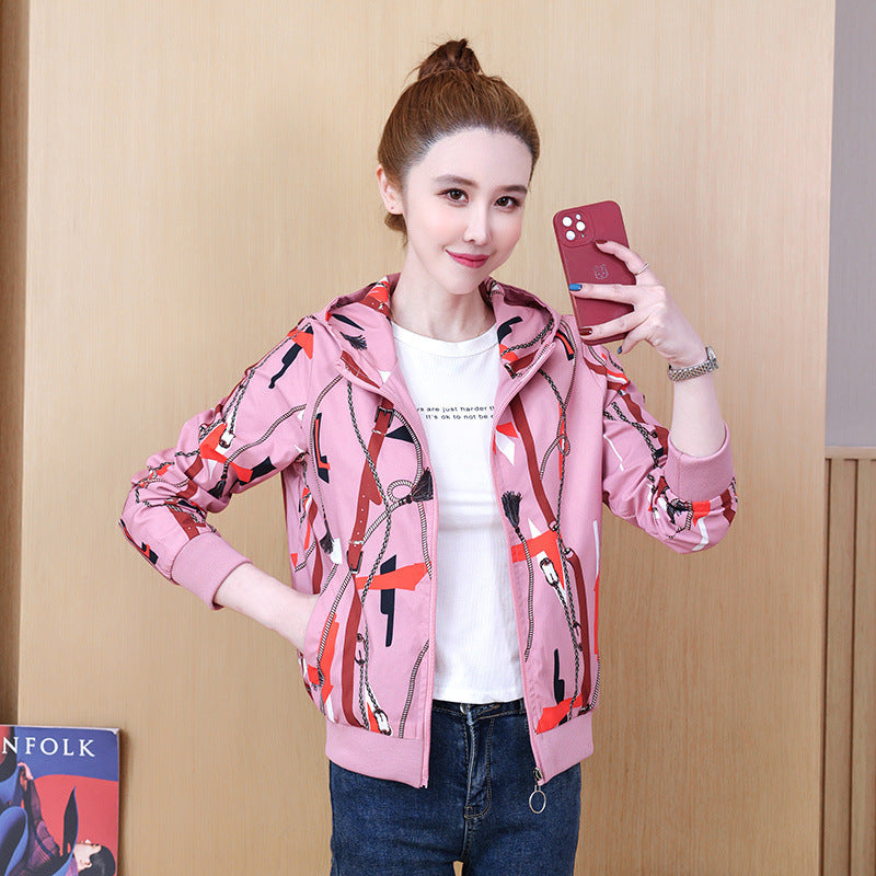 Women's Fall Winter Coat Double-sided Hooded Cardigan Baseball Uniform