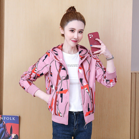 Women's Fall Winter Coat Double-sided Hooded Cardigan Baseball Uniform