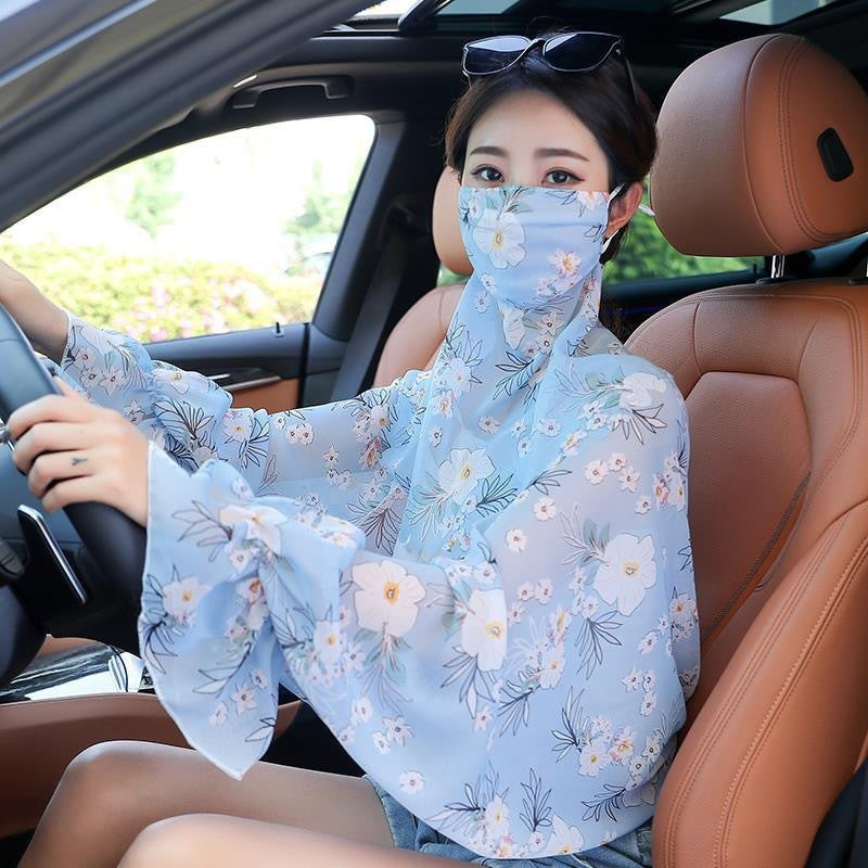 Women's Minimalist Face Mask And Neck Protection Integrated Sunscreen Clothing