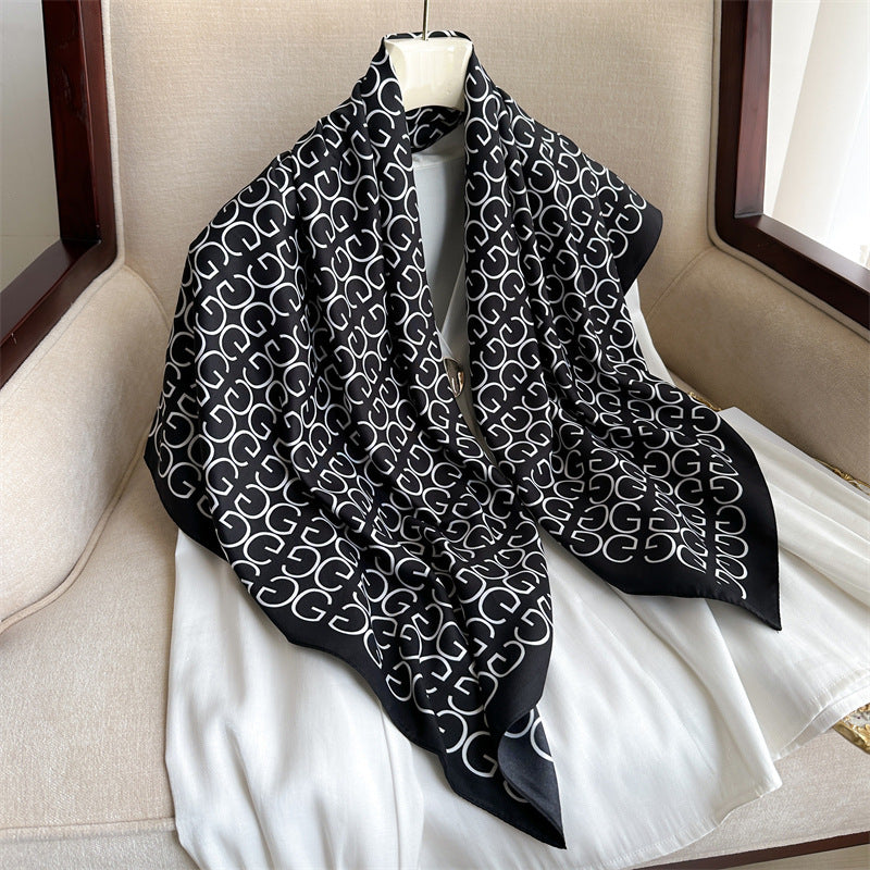Fashion Printed Silk Scarf Twill Silk High Quality Square Scarf