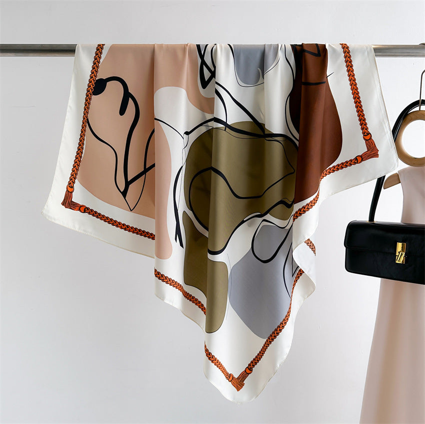 Fashion Printed Silk Scarf Twill Silk High Quality Square Scarf