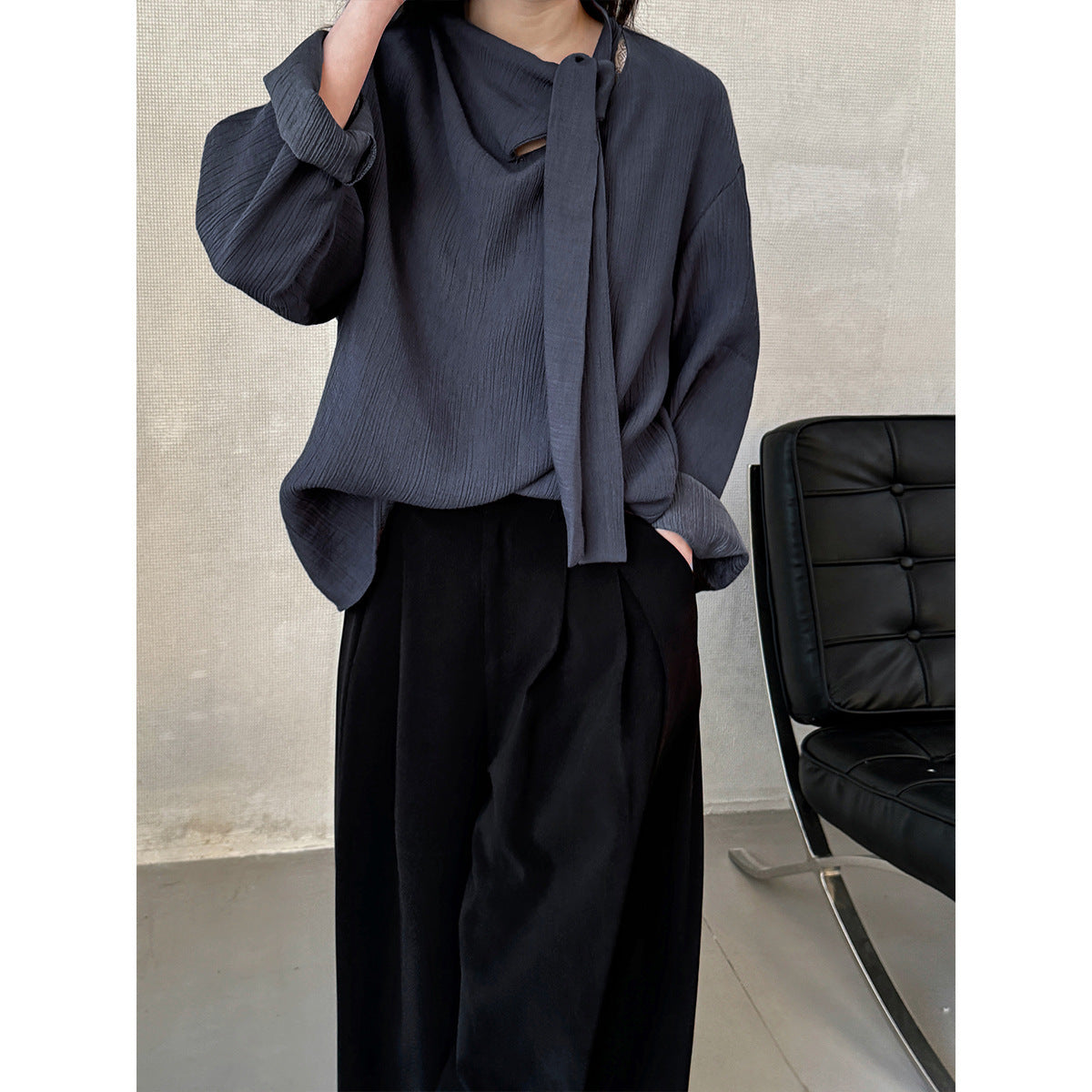 Retro Elegant Ribbon Texture Shirt For Women