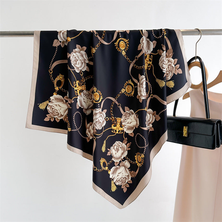 Fashion Printed Silk Scarf Twill Silk High Quality Square Scarf