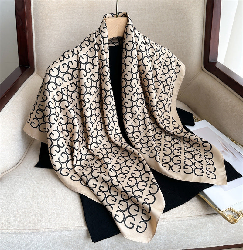Fashion Printed Silk Scarf Twill Silk High Quality Square Scarf