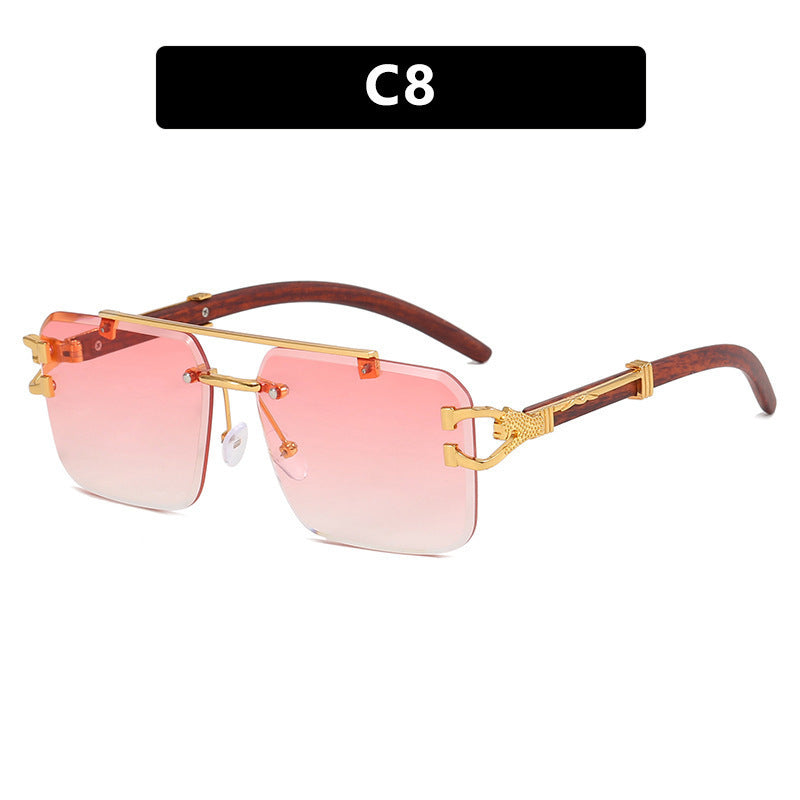 Double Beam Sunglasses Frameless Trimming Square