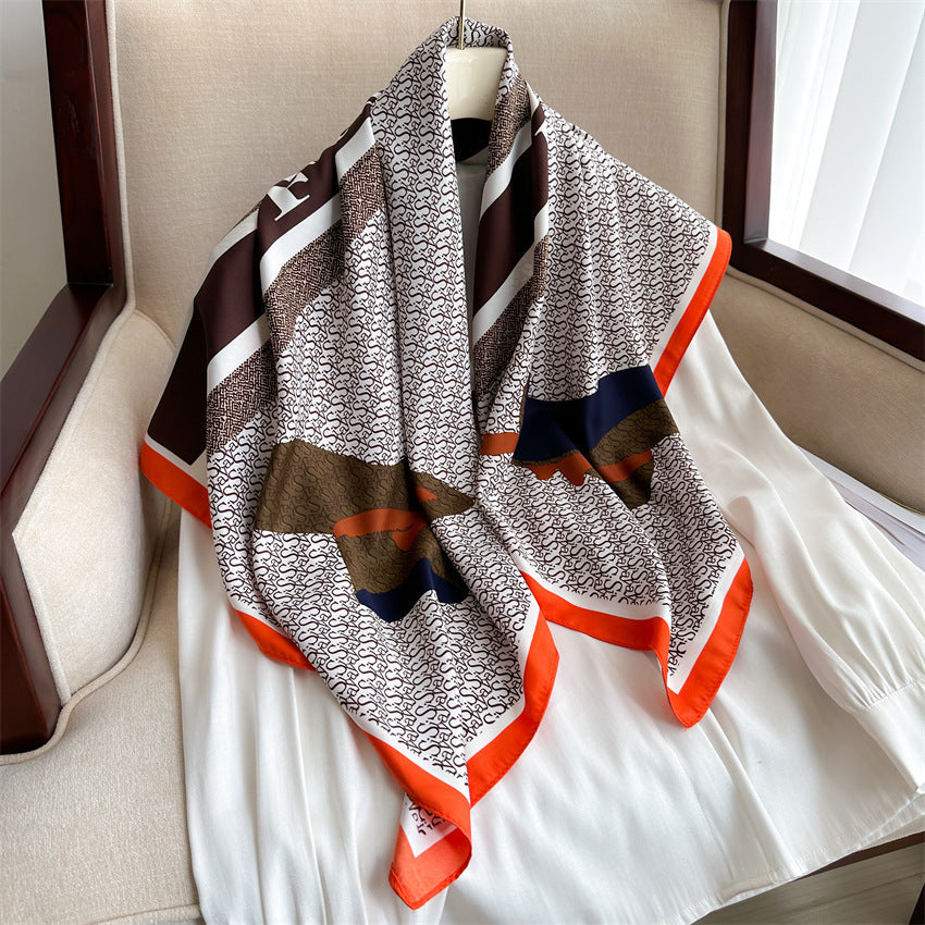 Fashion Printed Silk Scarf Twill Silk High Quality Square Scarf