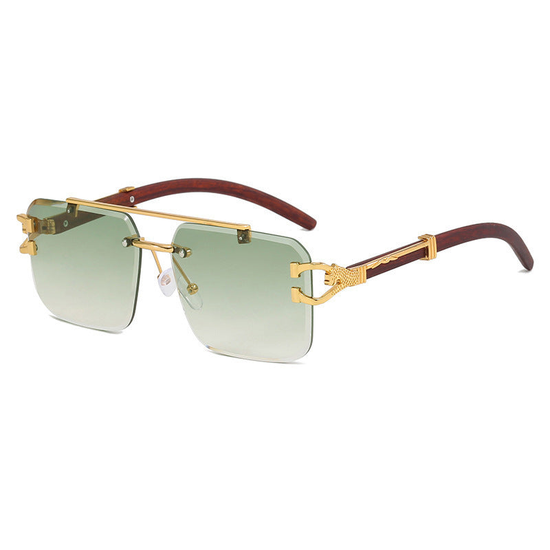 Double Beam Sunglasses Frameless Trimming Square