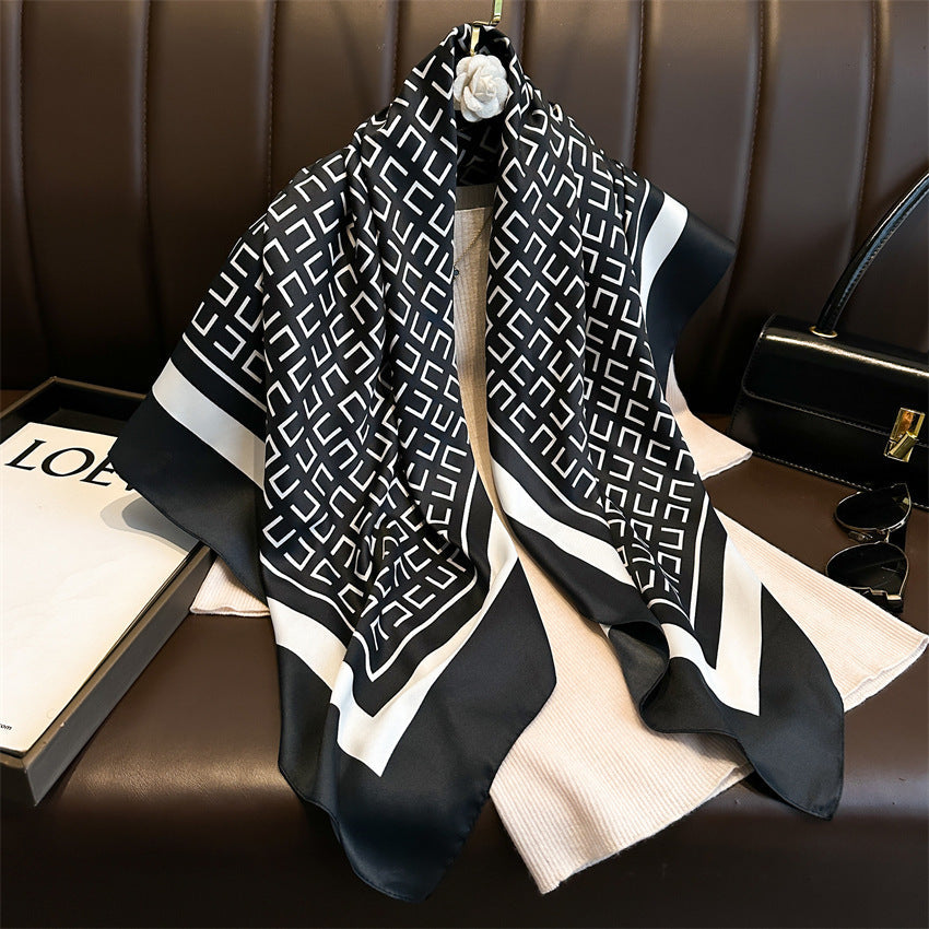 Fashion Printed Silk Scarf Twill Silk High Quality Square Scarf