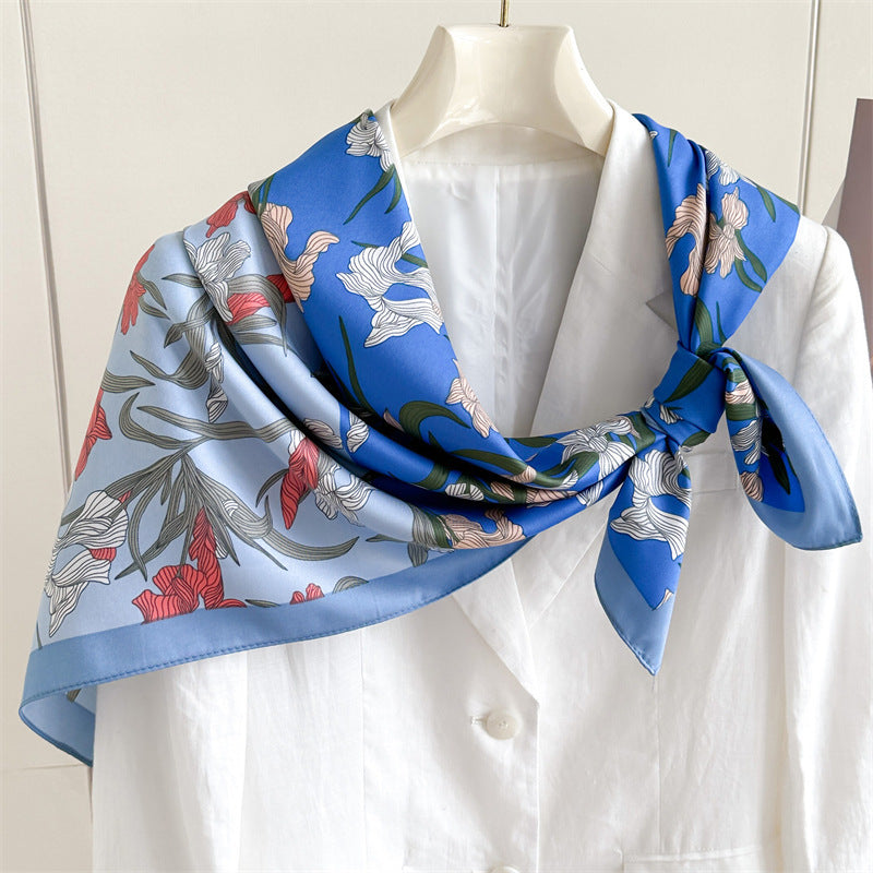 Fashion Printed Silk Scarf Twill Silk High Quality Square Scarf