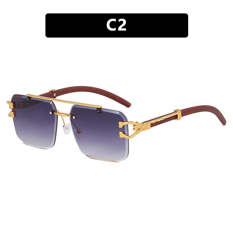 Double Beam Sunglasses Frameless Trimming Square