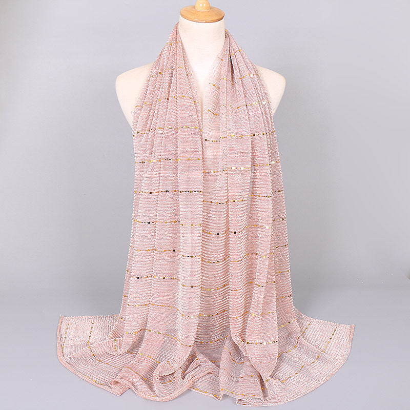 New Women's Lamp Wick Silk Sequined Scarf