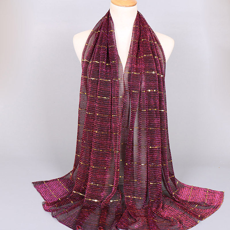 New Women's Lamp Wick Silk Sequined Scarf