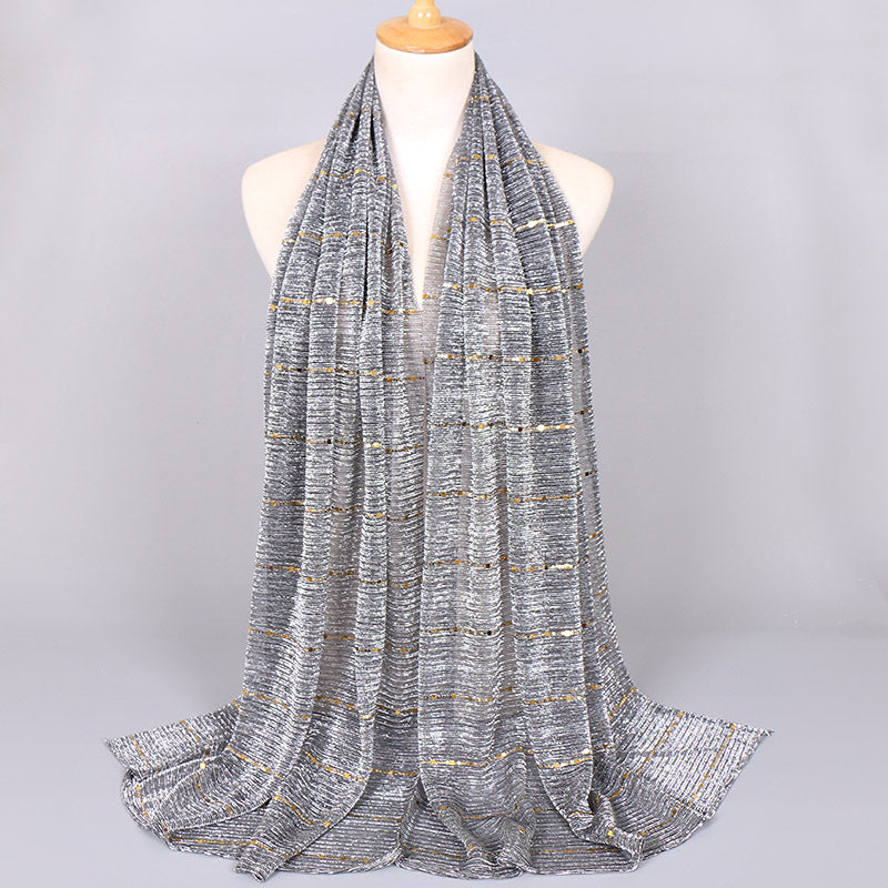 New Women's Lamp Wick Silk Sequined Scarf