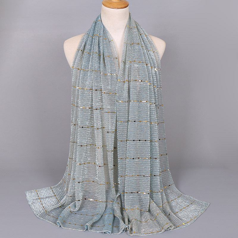 New Women's Lamp Wick Silk Sequined Scarf
