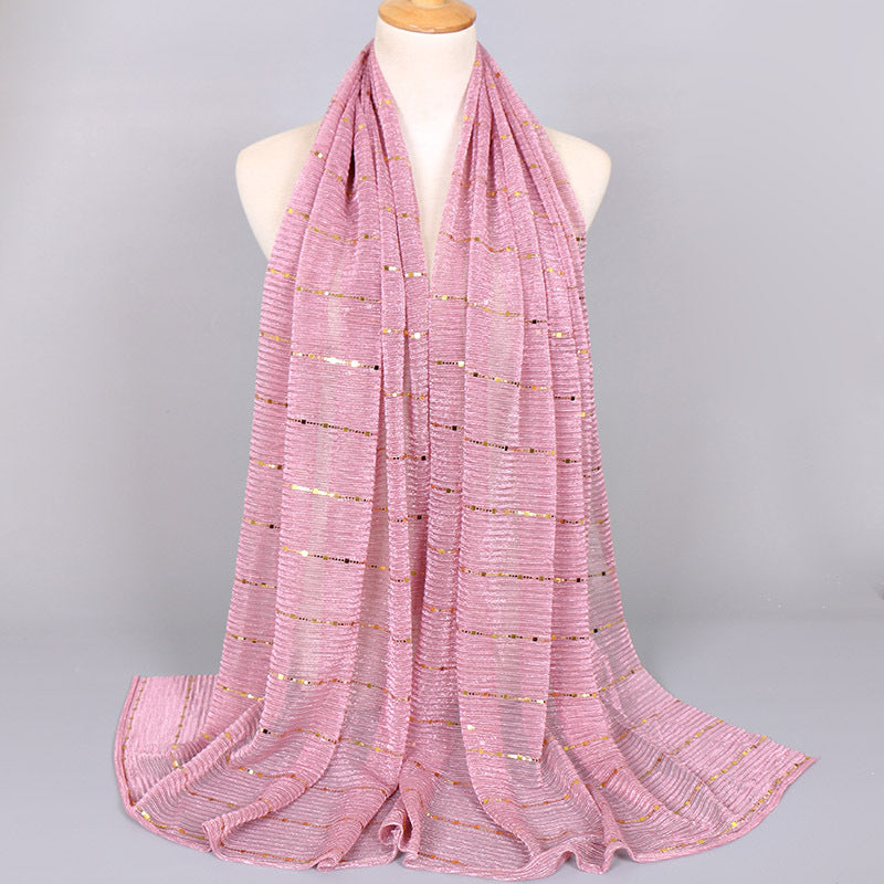 New Women's Lamp Wick Silk Sequined Scarf