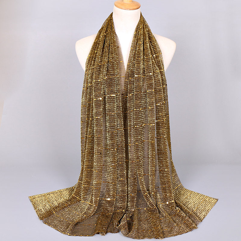 New Women's Lamp Wick Silk Sequined Scarf