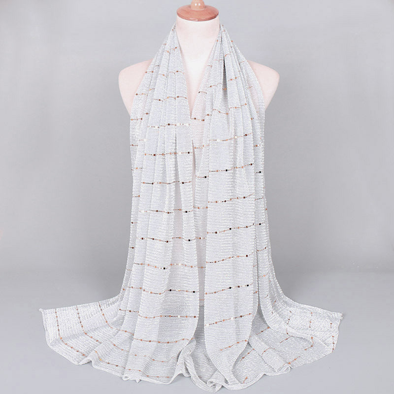 New Women's Lamp Wick Silk Sequined Scarf