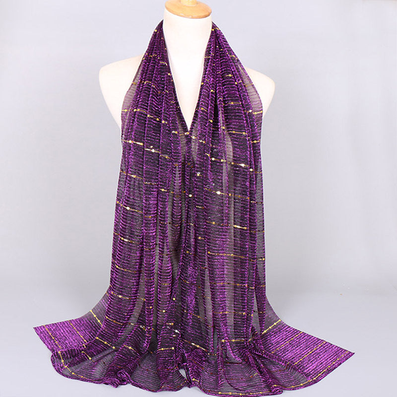New Women's Lamp Wick Silk Sequined Scarf