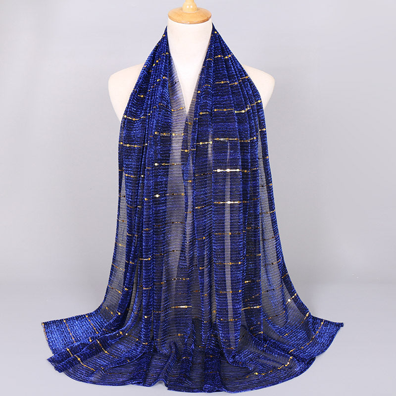 New Women's Lamp Wick Silk Sequined Scarf