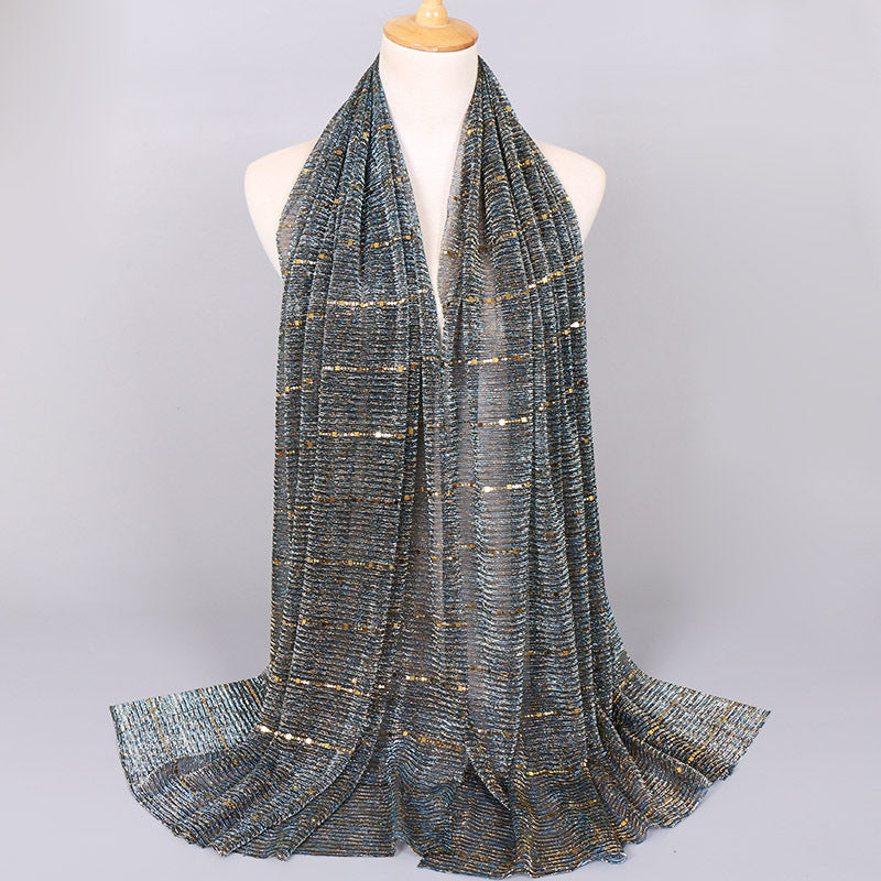 New Women's Lamp Wick Silk Sequined Scarf