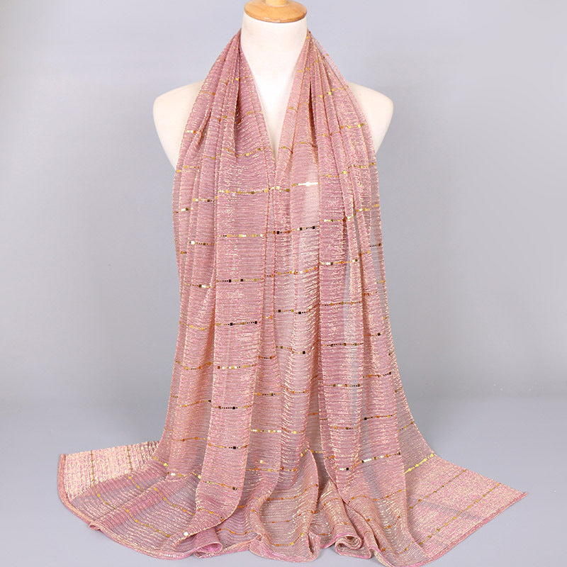 New Women's Lamp Wick Silk Sequined Scarf