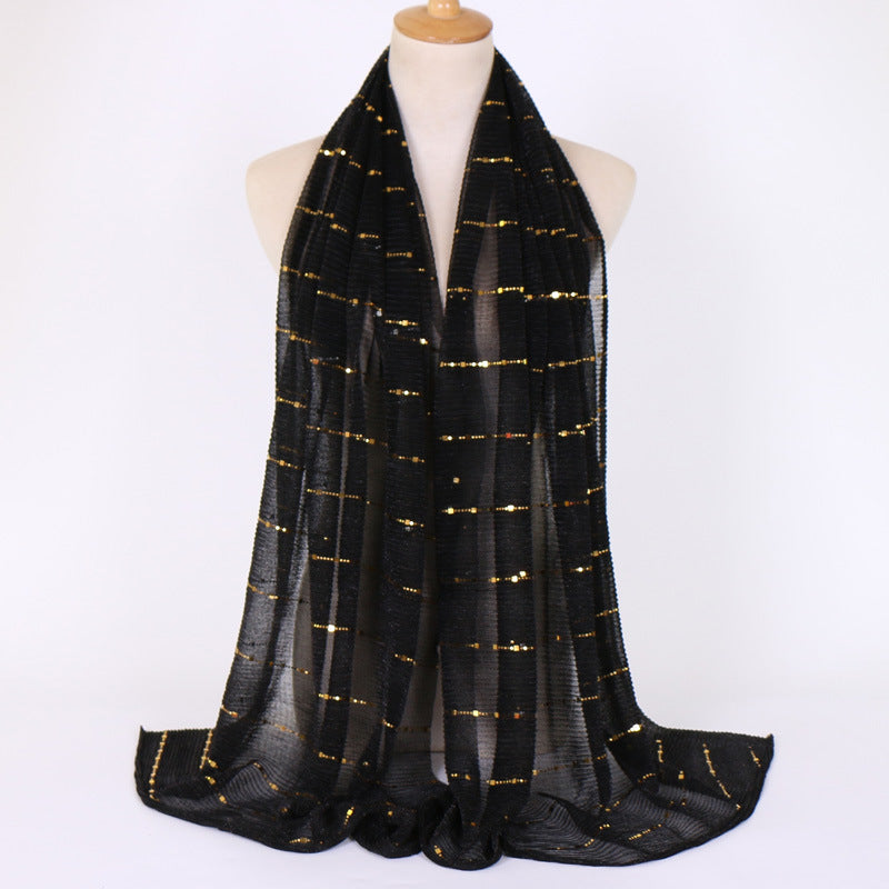 New Women's Lamp Wick Silk Sequined Scarf
