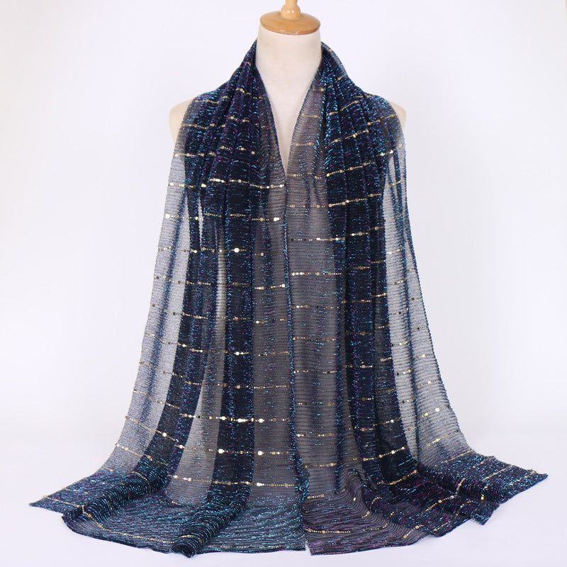 New Women's Lamp Wick Silk Sequined Scarf
