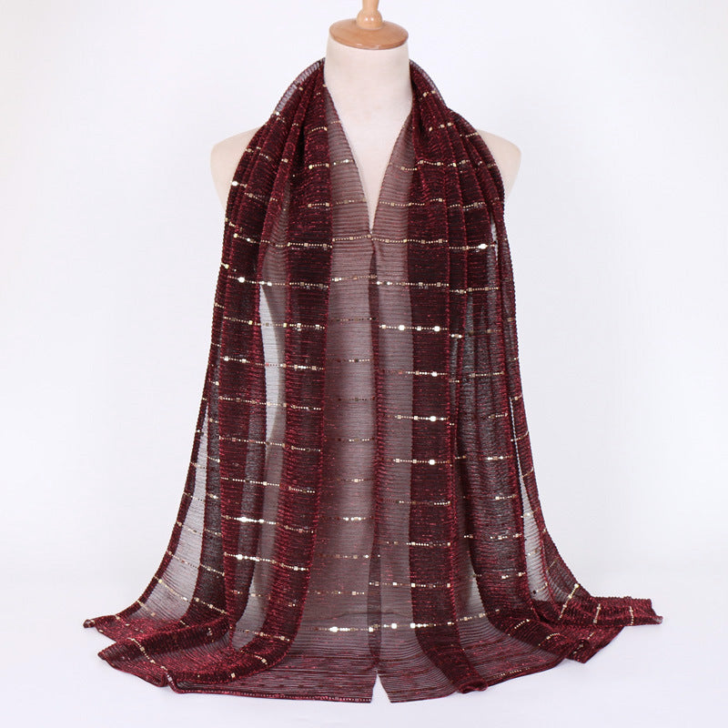 New Women's Lamp Wick Silk Sequined Scarf