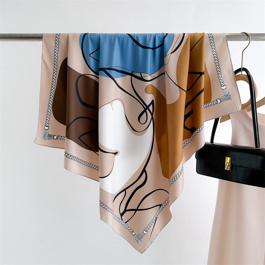 Fashion Printed Silk Scarf Twill Silk High Quality Square Scarf