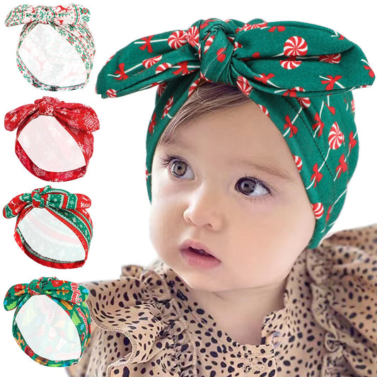 Christmas Style Children's Hat Bow Headscarf