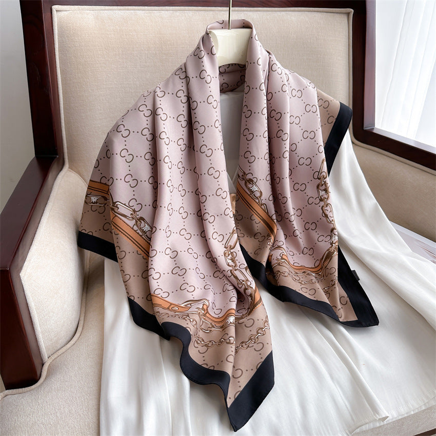 Fashion Printed Silk Scarf Twill Silk High Quality Square Scarf