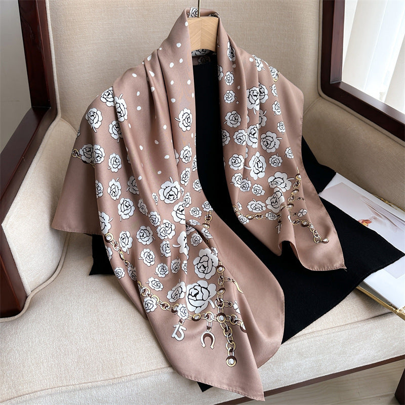 Fashion Printed Silk Scarf Twill Silk High Quality Square Scarf