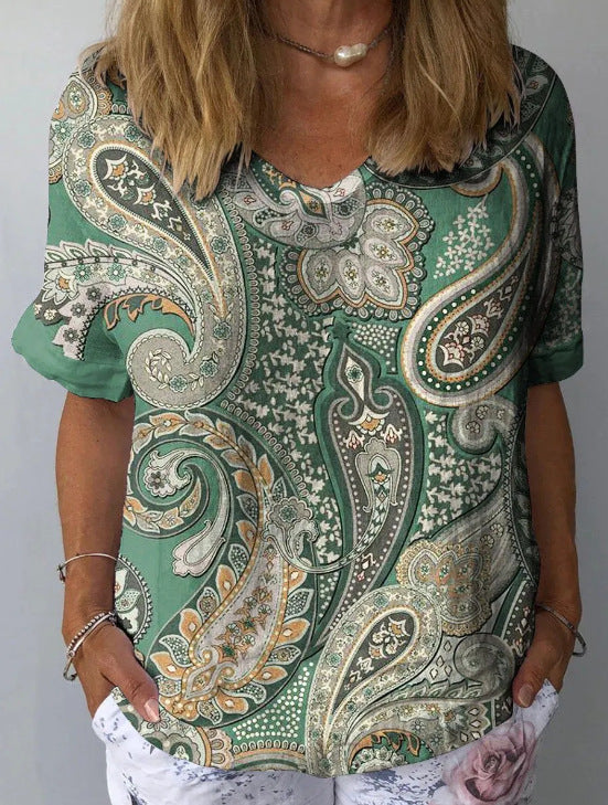 Women's Personality Printed Crew Neck Top