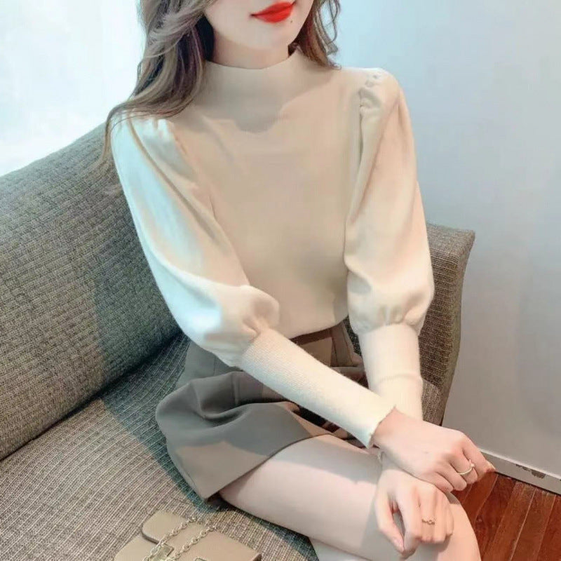 Knitwear Bottoming Slim Puff Sleeve Pullover Wool Tops