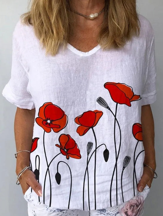 Women's Personality Printed Crew Neck Top