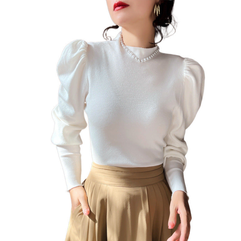 Knitwear Bottoming Slim Puff Sleeve Pullover Wool Tops
