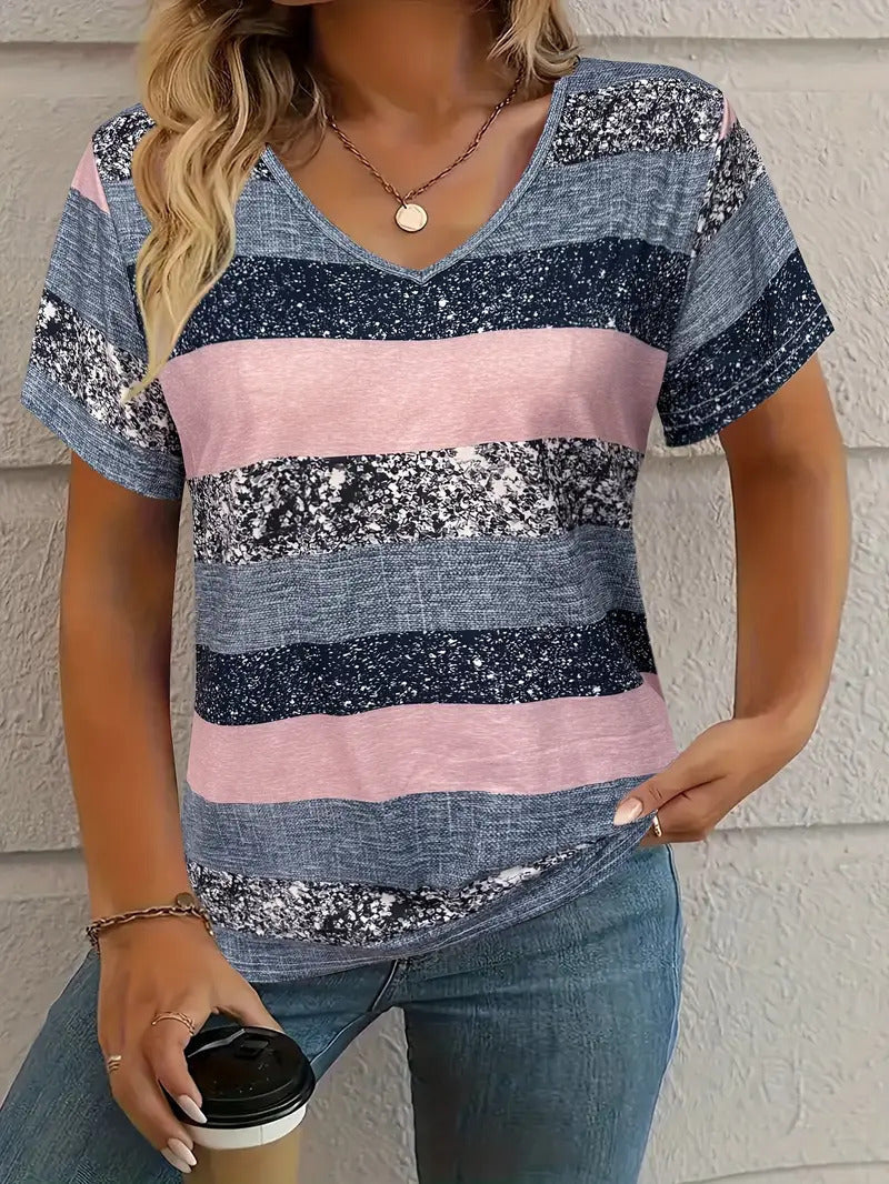 Casual All-matching Square Pattern Short Sleeve