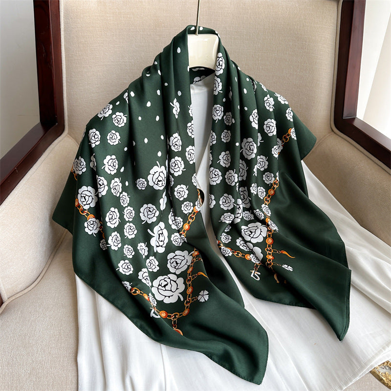 Fashion Printed Silk Scarf Twill Silk High Quality Square Scarf