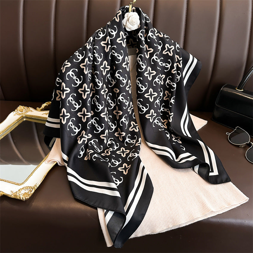 Fashion Printed Silk Scarf Twill Silk High Quality Square Scarf