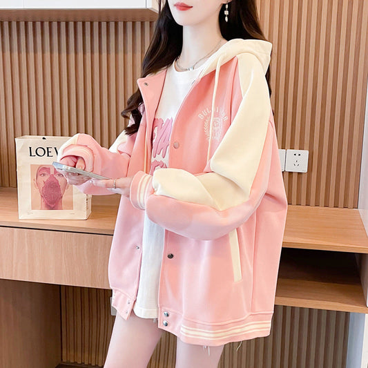 Casual Fashion Sweater Heavy Industry Cartoon Embroidery Contrast Color Baseball Uniform