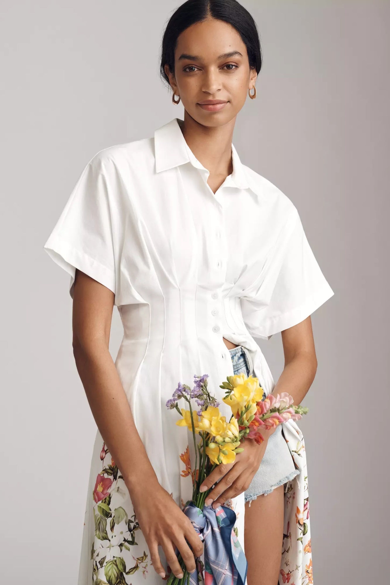Lapel Single Breasted Printed Wide Swing Long Dress